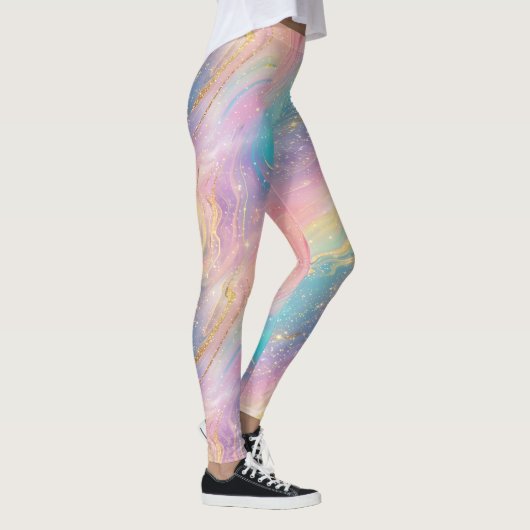 Abstracte pastelglitter naadloos patroon leggings (Rechts)