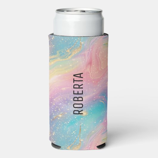 Abstracte pastelglitter naadloos patroon seltzer blikjeskoeler (Seltzer Achterkant)