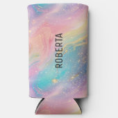 Abstracte pastelglitter naadloos patroon seltzer blikjeskoeler (Voorkant)