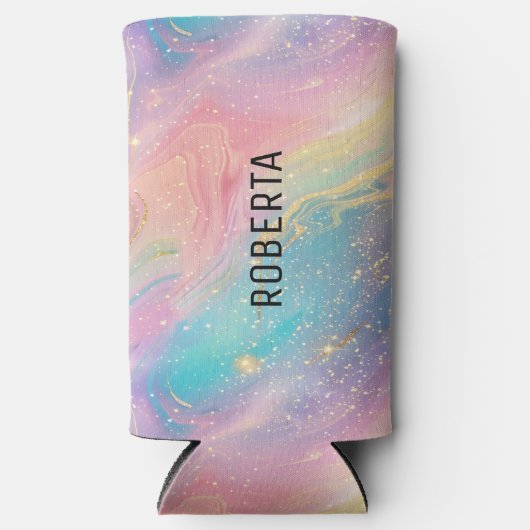 Abstracte pastelglitter naadloos patroon seltzer blikjeskoeler (Voorkant)