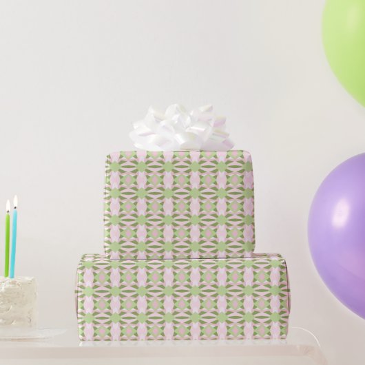 Abstracte pastelgroene en roze geometrische patroo cadeaupapier (Feestgeschenken)