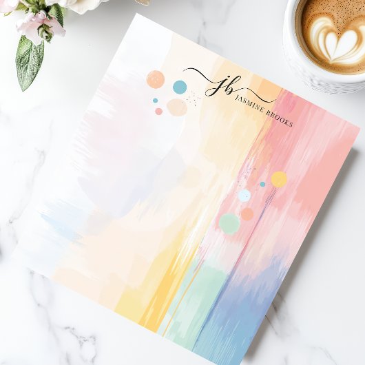 Abstracte pastelpenseelstreek gepersonaliseerd notitieblok