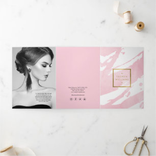 Abstracte Pastelroze Kwaststreken Brochure Drieluik Kaart