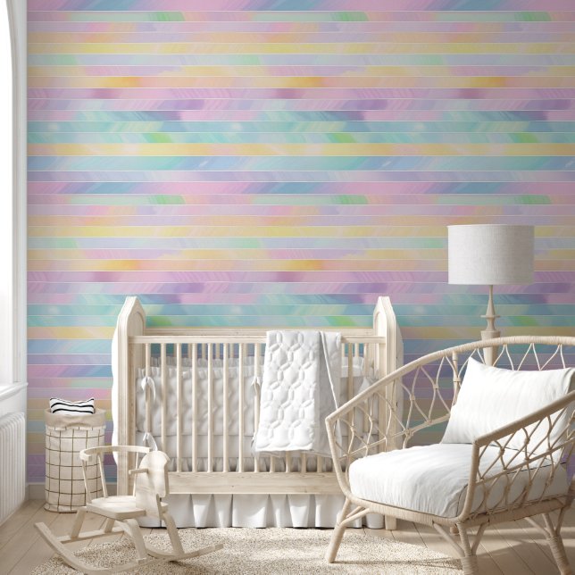 Abstracte pastelstrepen behang (Kinderen)