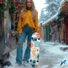 Abstracte pasteluitbarsting met hedendaagse kunst persoonlijk skateboard