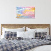 abstracte pastelverftextuur met goudkleurige vlekk canvas afdruk (Insitu (Slaapkamer))