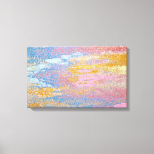 abstracte pastelverftextuur met goudkleurige vlekk canvas afdruk