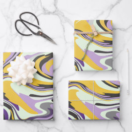 Abstracte pastelwervel met geel en Paarse Inpakpapier Vel