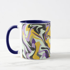 Abstracte pastelwerveling met geel en paars mok