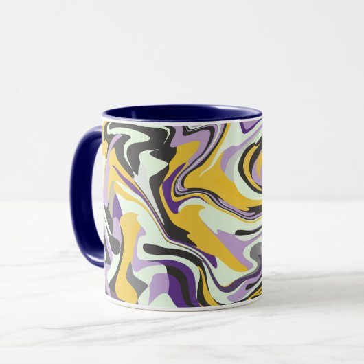 Abstracte pastelwerveling met geel en paars mok (Voorkant links)