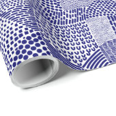 Abstracte patchwerkkaart - Deep Navy Blue op White Cadeaupapier (Rol Hoek)