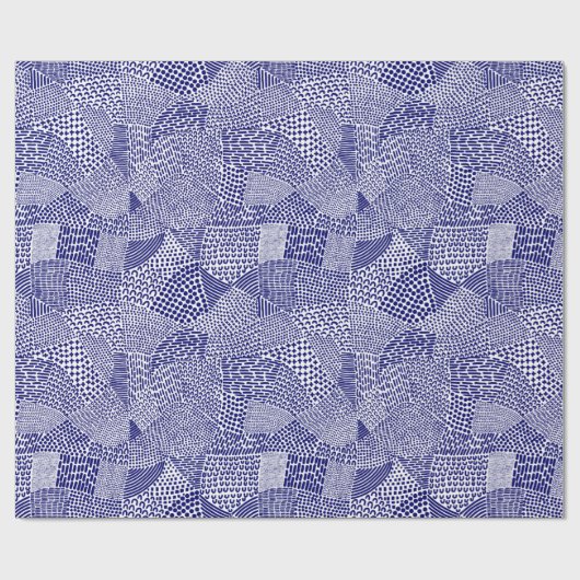 Abstracte patchwerkkaart - Deep Navy Blue op White Cadeaupapier (Vlak)