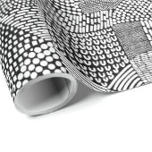 Abstracte patchwerkkaart - White on Black Cadeaupapier (Rol Hoek)