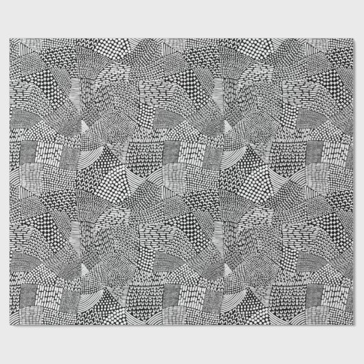 Abstracte patchwerkkaart - White on Black Cadeaupapier (Vlak)