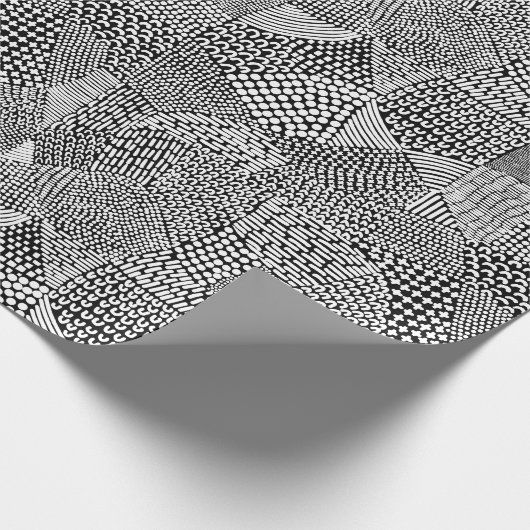 Abstracte patchwerkkaart - White on Black Cadeaupapier (Hoek)