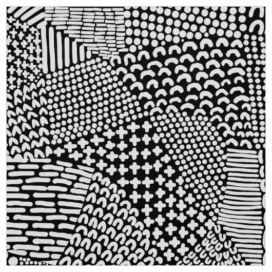 Abstracte patchwerkkaart - White on Black Stof (Swatch)