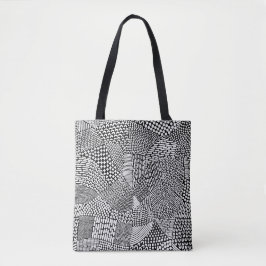 Abstracte patchwerkkaart - White on Black Tote Bag