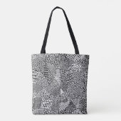 Abstracte patchwerkkaart - White on Black Tote Bag (Achterkant)