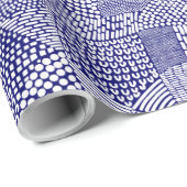 Abstracte patchwerkkaart - White on Deep Navy Blue Cadeaupapier (Rol Hoek)