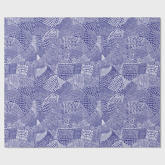 Abstracte patchwerkkaart - White on Deep Navy Blue Cadeaupapier (Vlak)