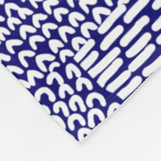 Abstracte patchwerkkaart - White on Deep Navy Blue Fleece Deken (Hoek)