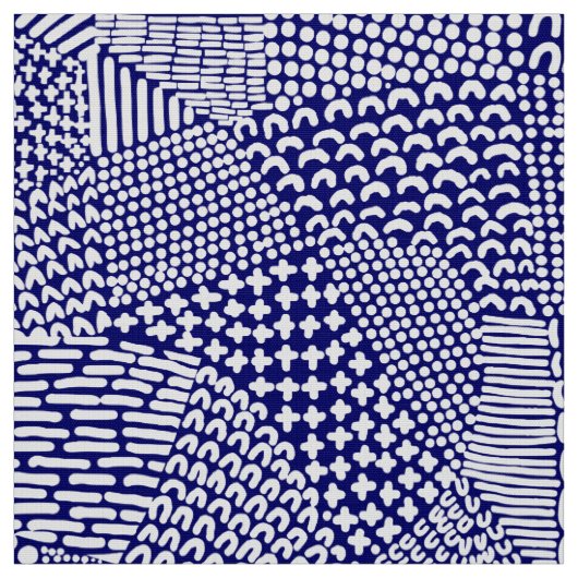 Abstracte patchwerkkaart - White on Deep Navy Blue Stof (Swatch)