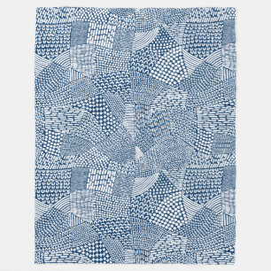 Abstracte patchwerkkaart - White on Indigo Dye Blu Fleece Deken