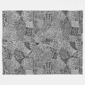 Abstracte patchwerkkaart - zwart op wit fleece deken (Voorkant (Horizontaal))