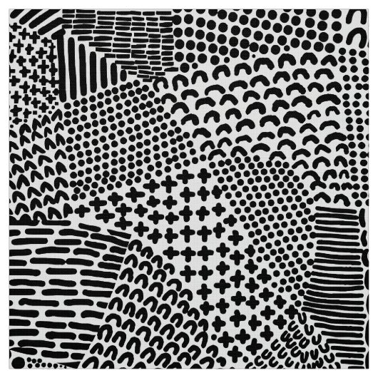 Abstracte patchwerkkaart - zwart op wit stof (Swatch)