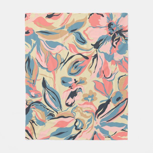 Abstracte patchwork: geometrische bloemencrème. fleece deken (Voorkant)