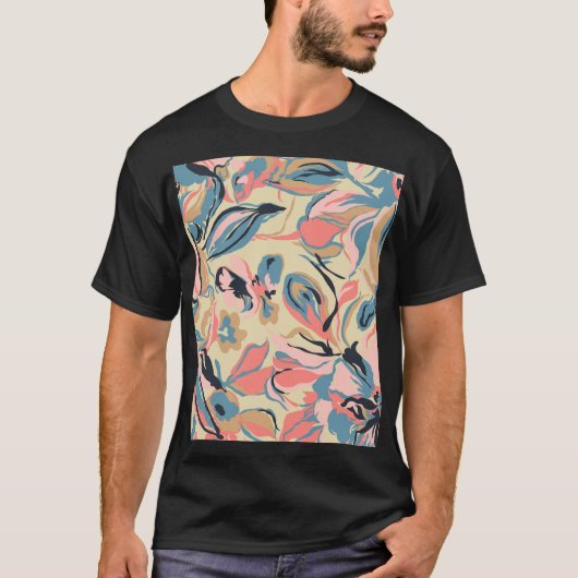 Abstracte patchwork: geometrische bloemencrème. t-shirt (Voorkant)