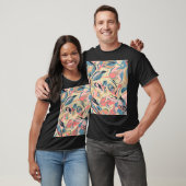 Abstracte patchwork: geometrische bloemencrème. t-shirt (Unisex)
