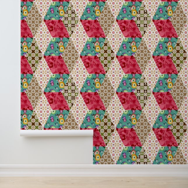 Abstracte patchwork quilt ret behang (Applicatie)
