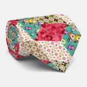 Abstracte patchwork quilt ret stropdas (Opgerold)