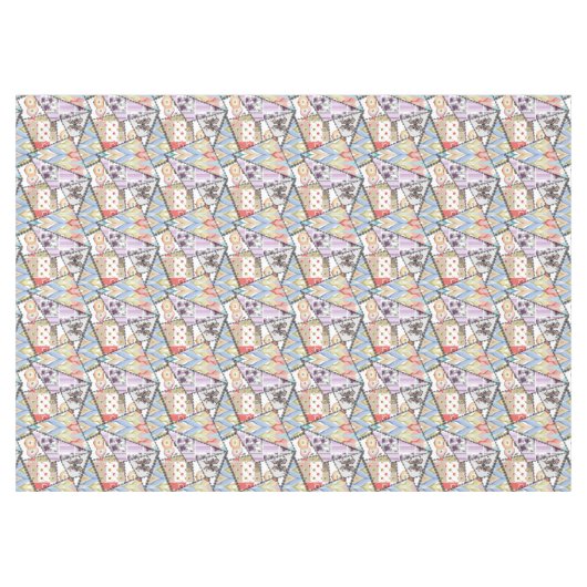 Abstracte patchwork-quilt retro op tablecloth tafelkleed (Voorkant (Horizontaal))