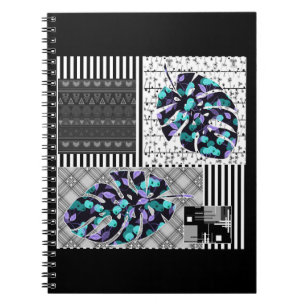 Abstracte patchwork-quilting voor spirale fotonote notitieboek
