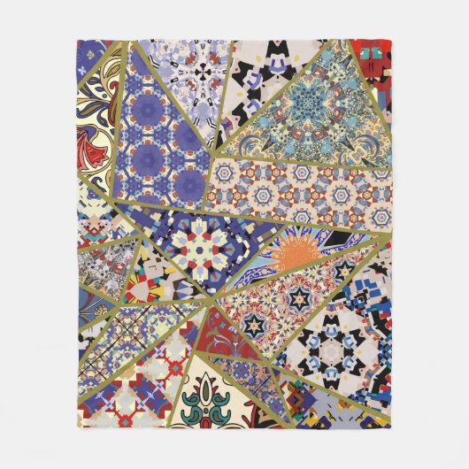 Abstracte patchwork van de spaanse tegel , fleece deken (Voorkant)