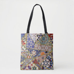 Abstracte patchwork van de spaanse tegel , tote bag
