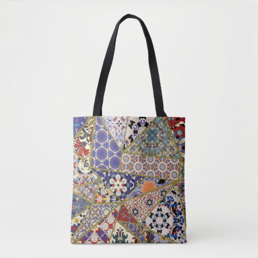 Abstracte patchwork van de spaanse tegel , tote bag (Voorkant)
