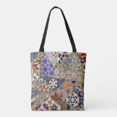 Abstracte patchwork van de spaanse tegel , tote bag (Achterkant)