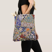 Abstracte patchwork van de spaanse tegel , tote bag (Dichtbij)