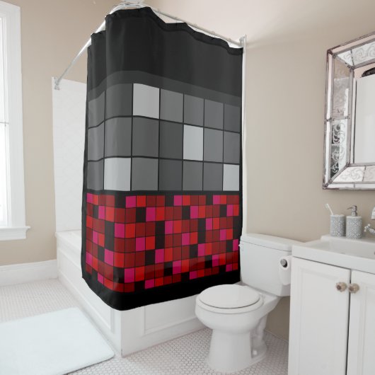 Abstracte patchwork voor douwergordijn douchegordijn (In situ)