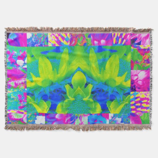 Abstracte patchwork zonnebloem tuin collage deken (Voorkant)