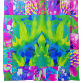 Abstracte Patchwork Zonnebloem Tuin Collage Douchegordijn (Voorkant)