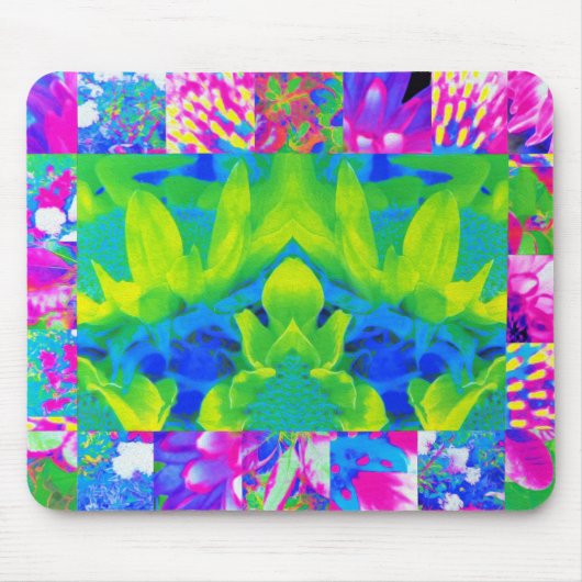 Abstracte patchwork zonnebloem tuin collage muismat (Voorkant)