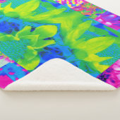 Abstracte patchwork zonnebloem tuin collage sherpa deken (3/4)