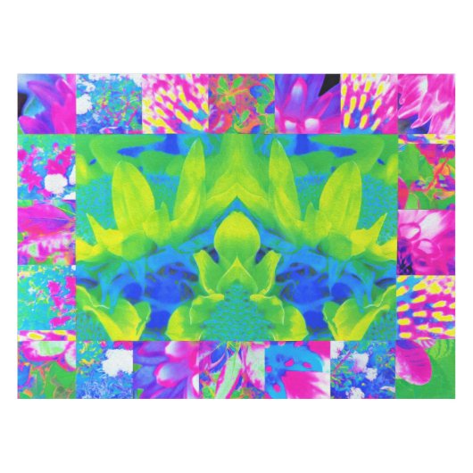 Abstracte patchwork zonnebloem tuin collage tafelkleed (Voorkant (Horizontaal))