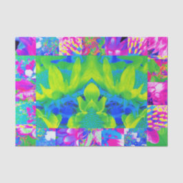 Abstracte Patchwork Zonnebloem Tuin Collage Tissuepapier