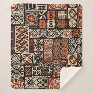 Abstracte patchwo's, tapa, Hawaiiaanse stijl Sherpa Deken