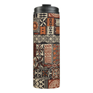 Abstracte patchwo's, tapa, Hawaiiaanse stijl Thermosbeker